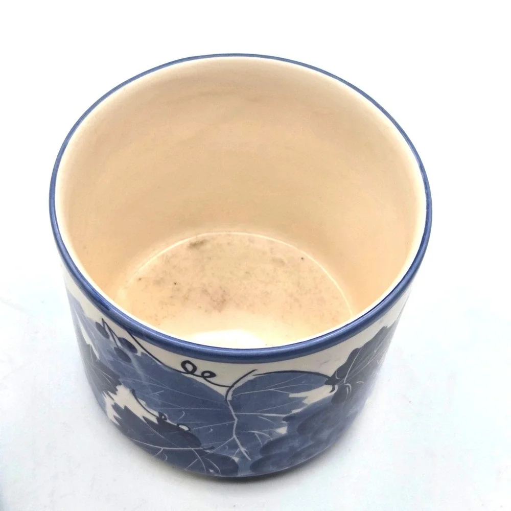 Ceramic Canister Blue White DESIGN‎ PAC Hand Painted Grapevine Cottage Core